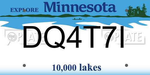 DQ4T7I Minnesota License Plate