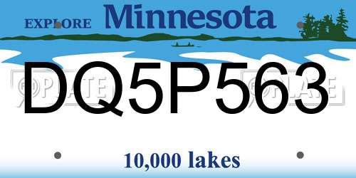 DQ5P563 Minnesota License Plate