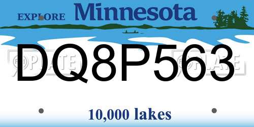 DQ8P563 Minnesota License Plate