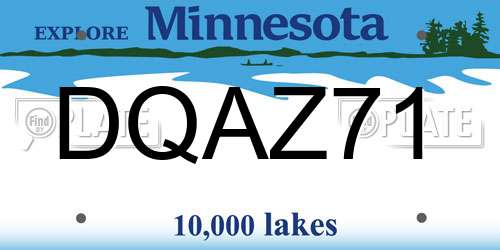 DQAZ71 Minnesota License Plate