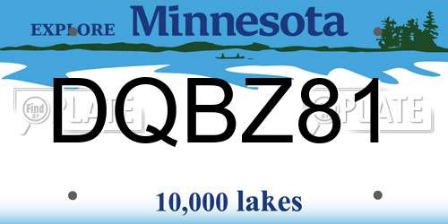 DQBZ81 Minnesota License Plate