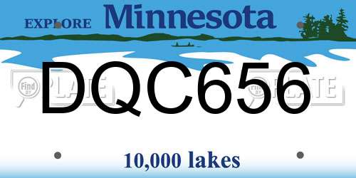 DQC656 Minnesota License Plate