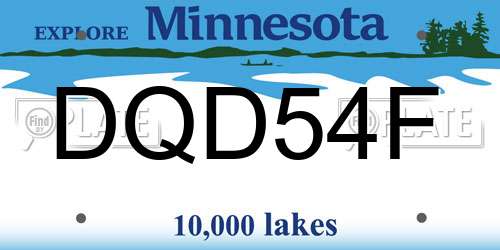 DQD54F Minnesota License Plate
