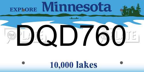 DQD760 Minnesota License Plate