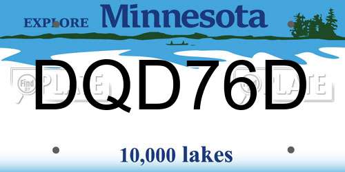 DQD76D Minnesota License Plate