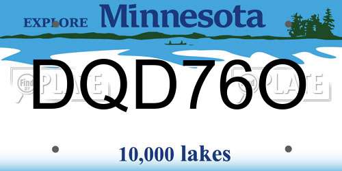 DQD76O Minnesota License Plate