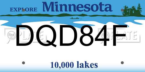 DQD84F Minnesota License Plate