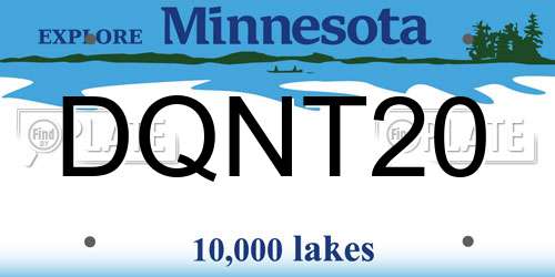 DQNT20 Minnesota License Plate
