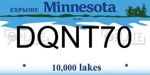 DQNT70 Minnesota License Plate