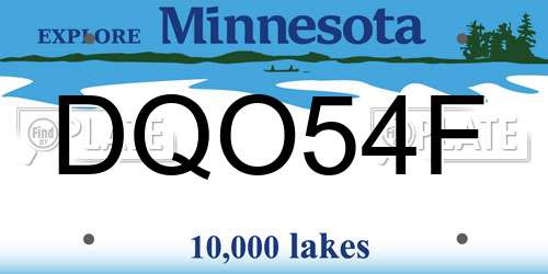 DQO54F Minnesota License Plate