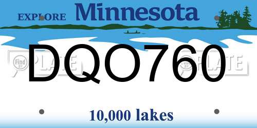 DQO760 Minnesota License Plate