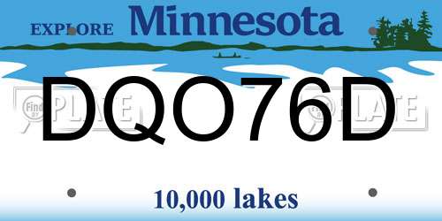 DQO76D Minnesota License Plate