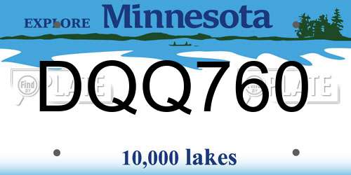 DQQ760 Minnesota License Plate