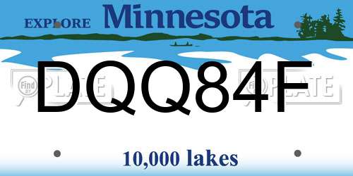 DQQ84F Minnesota License Plate