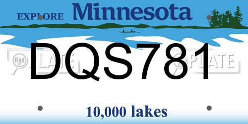 DQS781 Minnesota License Plate