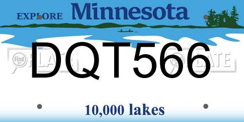 DQT566 Minnesota License Plate