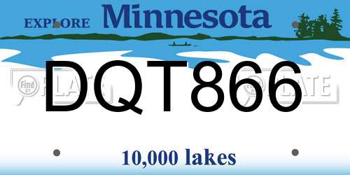 DQT866 Minnesota License Plate