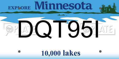 DQT95I Minnesota License Plate