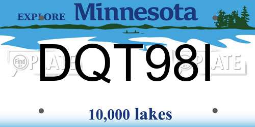 DQT98I Minnesota License Plate