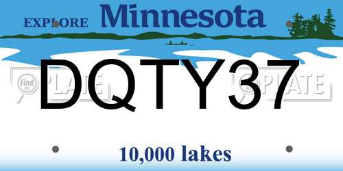 DQTY37 Minnesota License Plate