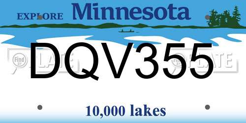 DQV355 Minnesota License Plate