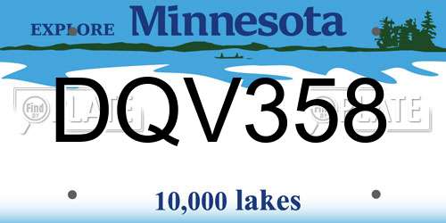 DQV358 Minnesota License Plate