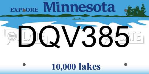 DQV385 Minnesota License Plate