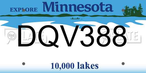 DQV388 Minnesota License Plate