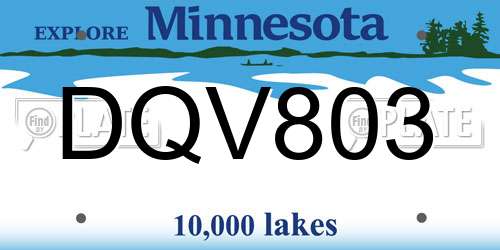DQV803 Minnesota License Plate