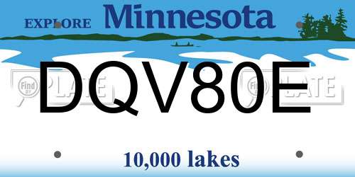DQV80E Minnesota License Plate