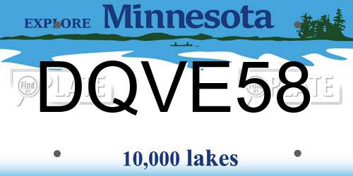 DQVE58 Minnesota License Plate