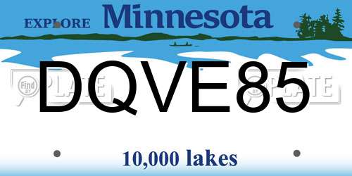 DQVE85 Minnesota License Plate