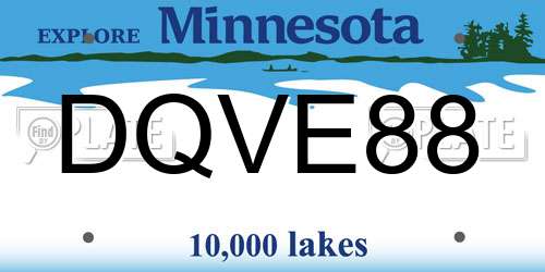 DQVE88 Minnesota License Plate