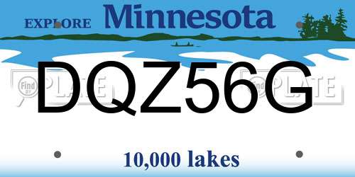 DQZ56G Minnesota License Plate