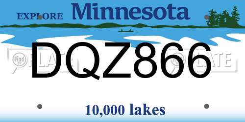 DQZ866 Minnesota License Plate