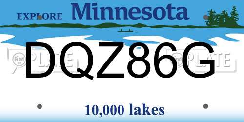 DQZ86G Minnesota License Plate