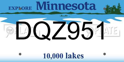DQZ951 Minnesota License Plate