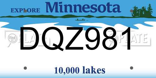 DQZ981 Minnesota License Plate