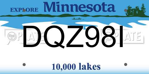 DQZ98I Minnesota License Plate
