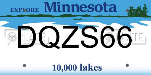 DQZS66 Minnesota License Plate