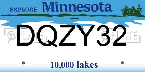 DQZY32 Minnesota License Plate