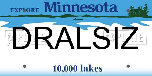 DRALSIZ Minnesota License Plate