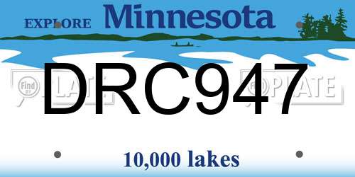 DRC947 Minnesota License Plate