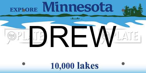 DREW Minnesota License Plate