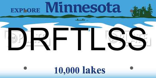 DRFTLSS Minnesota License Plate