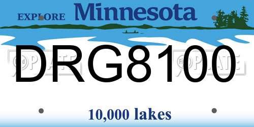 DRG8100 Minnesota License Plate