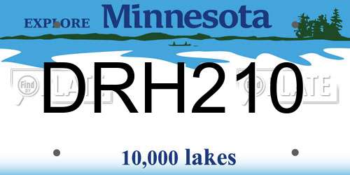 DRH210 Minnesota License Plate