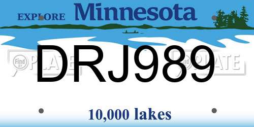 DRJ989 Minnesota License Plate