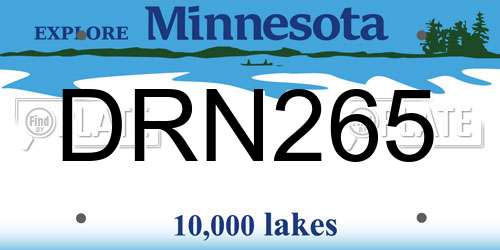 DRN265 Minnesota License Plate