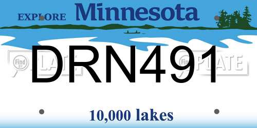 DRN491 Minnesota License Plate